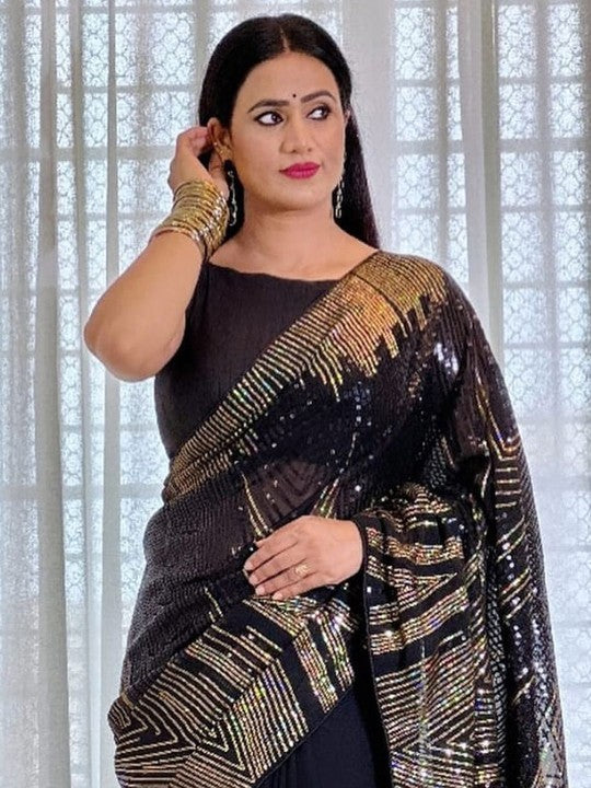 Embellished Party Wear Saree with Matching Blouse