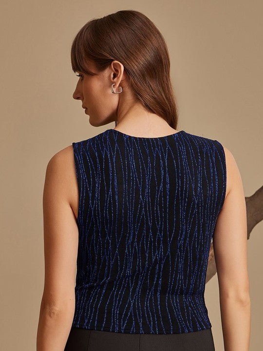 Women Embellished Round Neck Nylon Top
