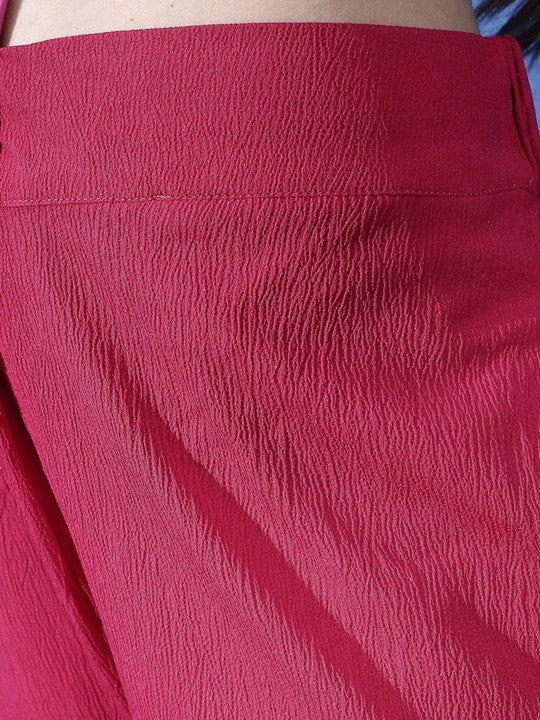 Fuchsia Textured Shirt With Trousers Co-Ord Set