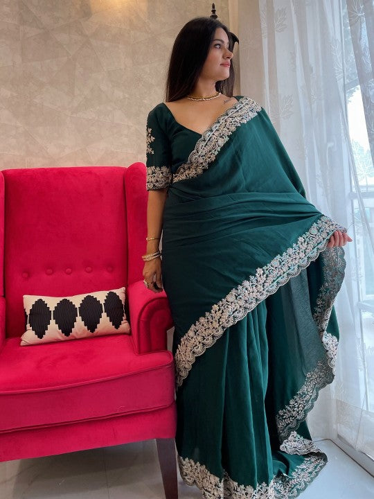 Embroidered Border Saree