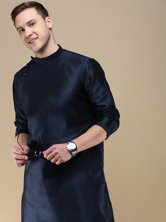 High-Neck Jacquard Straight Kurta
