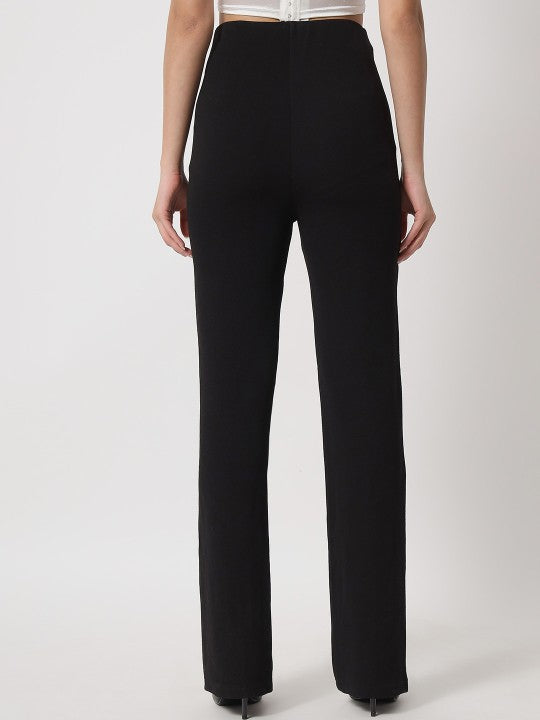 Women Straight Fit High-Rise No Fly Trousers