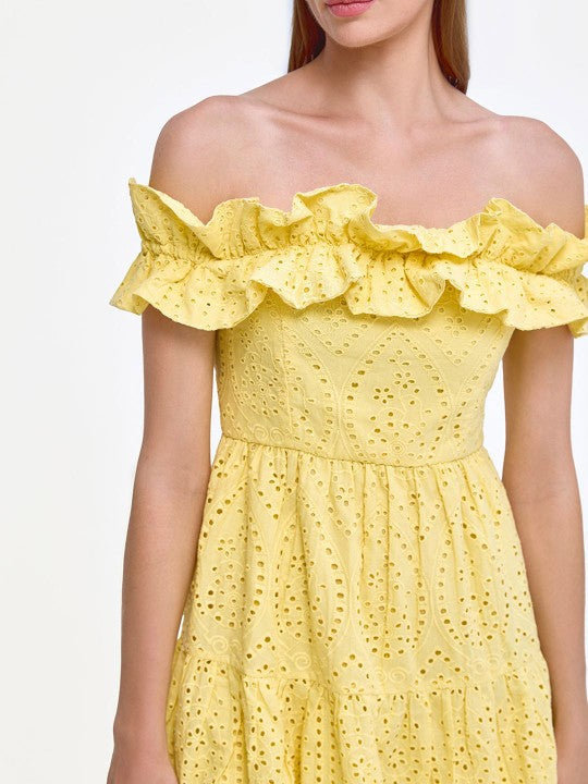 COVER STORY Off-Shoulder Cold-Shoulder Fit & Flare Mini Dress