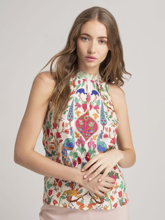 Women Floral Printed Halter Neck Top