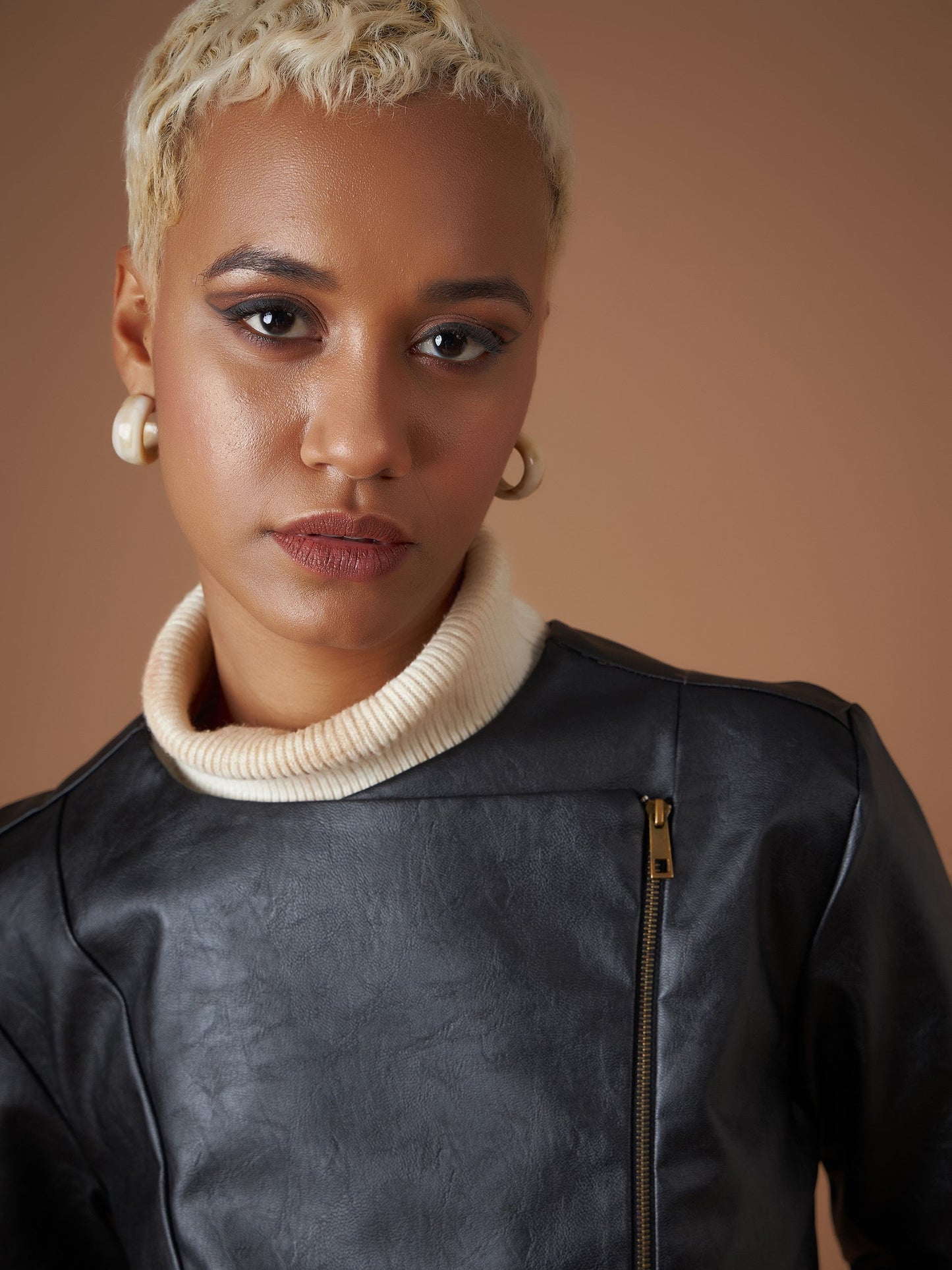 Black PU Biker Jacket-SASSAFRAS
