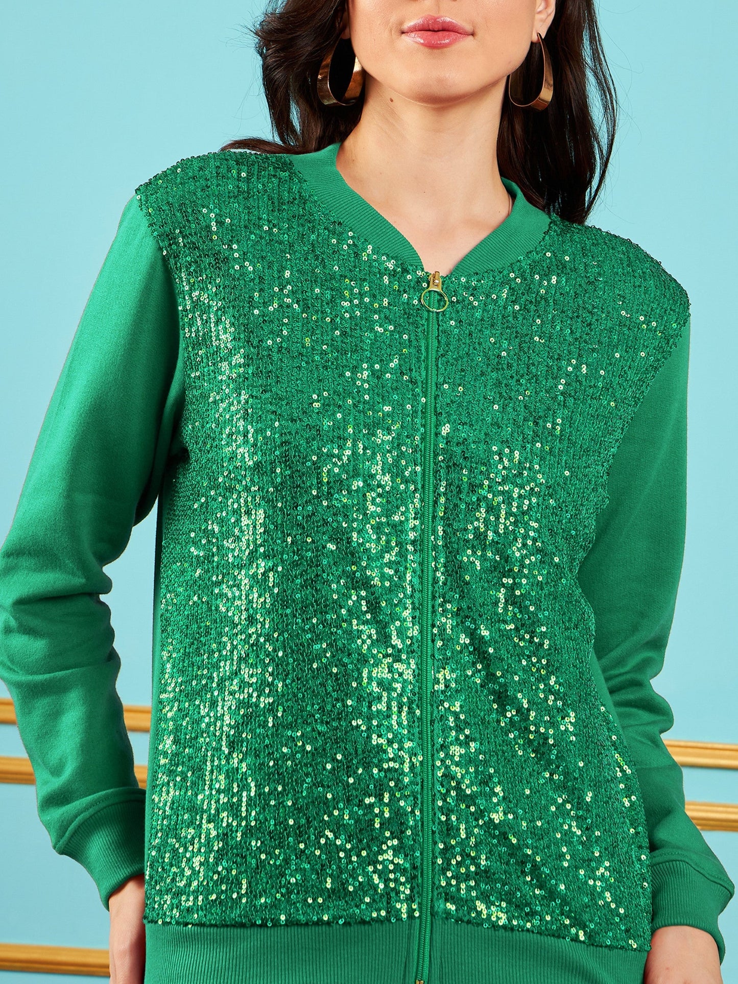 Green Sequin Jacket-SASSAFRAS