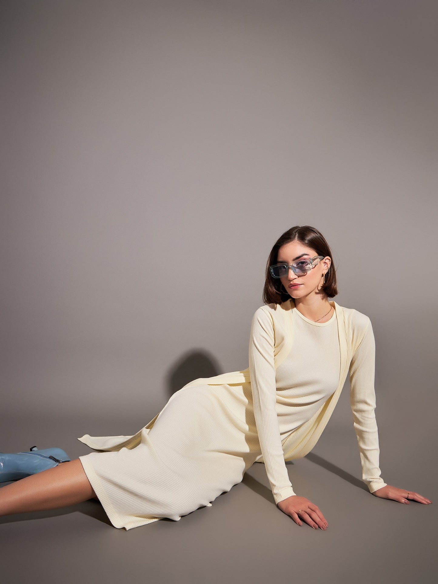 Off-White Rib Front Open Shrug-SASSAFRAS