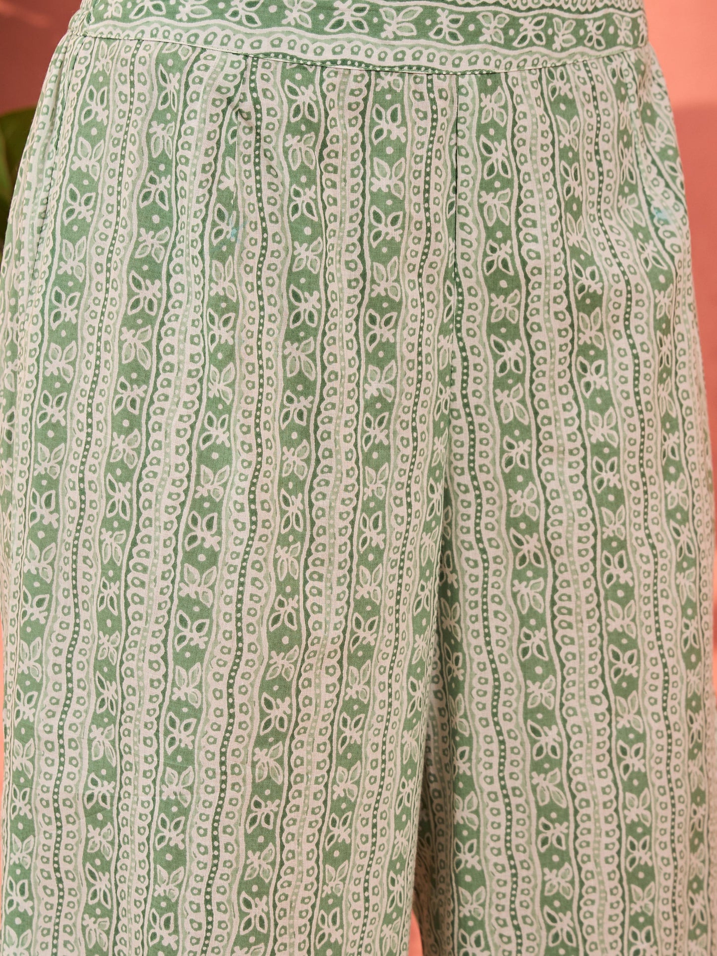 Sea Green Floral Straight Kurta With Pencil Pants & Dupatta-Shae by SASSAFRAS