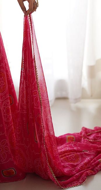 Bandhani Printed Anarkali Kurta with Trousers & Dupatta
