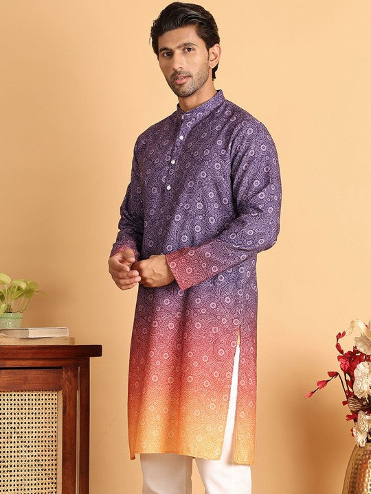 Men Paisley Printed Sequinned Kurta