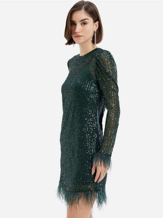 Embellished Sequinned A Line Dress