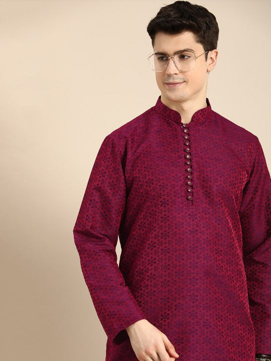 Men Floral Self Printed Long Kurta