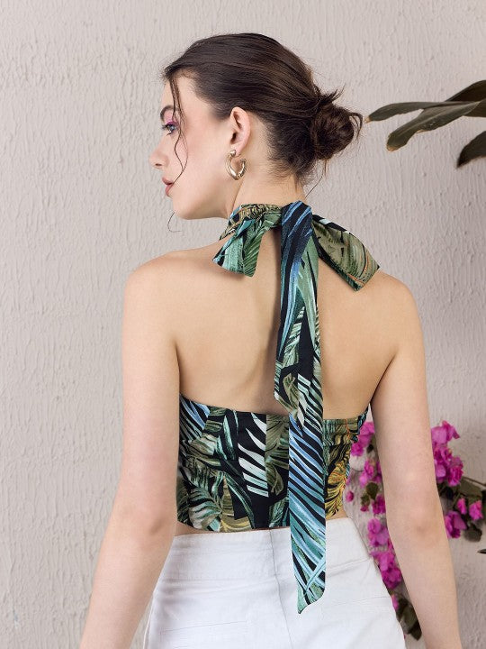 Tropical Printed Bralette Crop Top