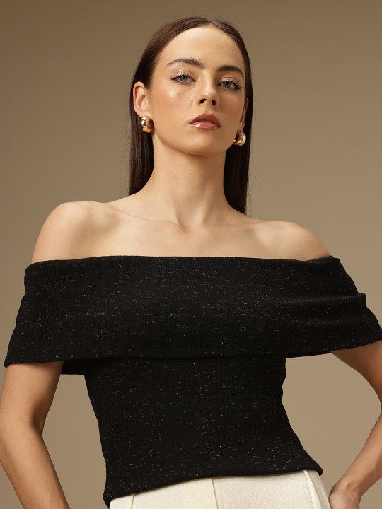 Off-Shoulder Cold-Shoulder Cotton Top