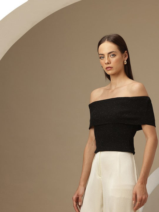 Off-Shoulder Cold-Shoulder Cotton Top