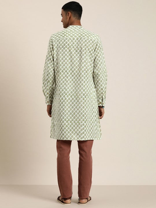 Men Sanganeri Pure Cotton Ethnic Motifs Printed Kurta
