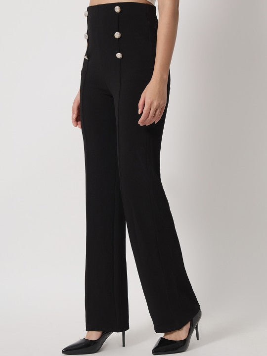 Women Straight Fit High-Rise No Fly Trousers