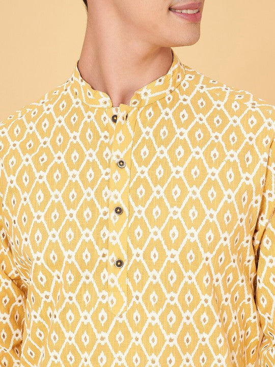 Men Geometric Print Straight Kurta