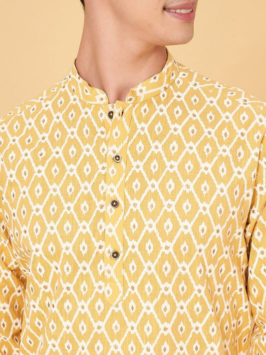 Men Geometric Print Straight Kurta