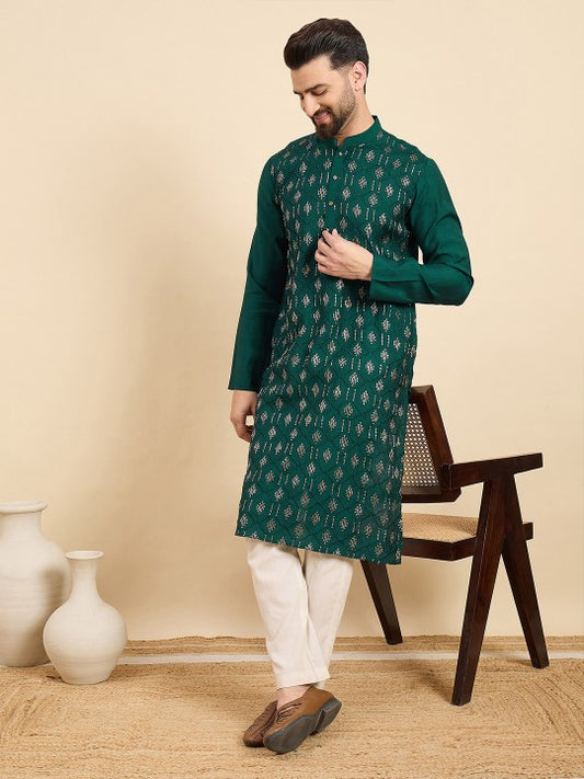 Ethnic Motifs Embroidered Sequins Straight Kurta