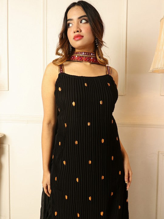 Floral Embroidered Regular Kurta with Trousers & Dupatta