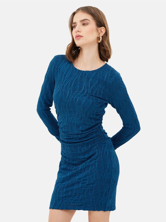 Self Designed Round Neck Sheath Dress