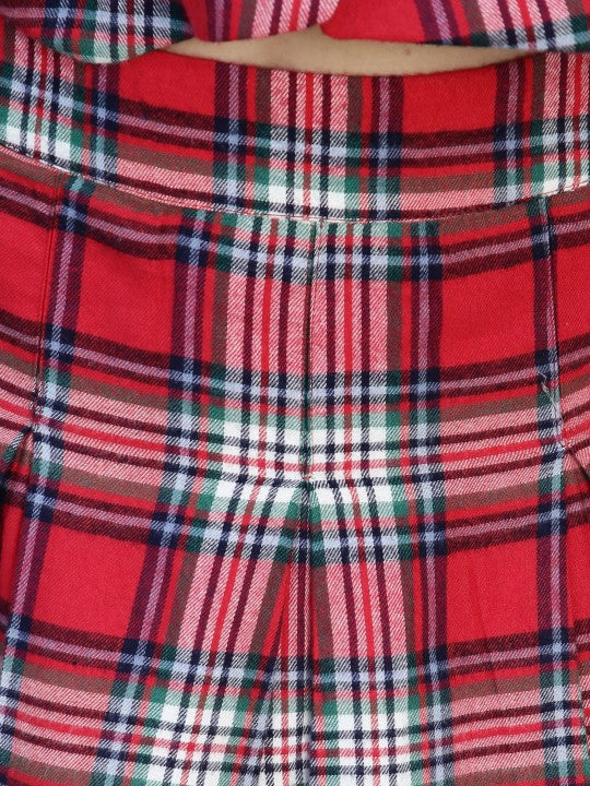 Checked Pure Cotton Waistcoat & Mini Skirt Co-Ords