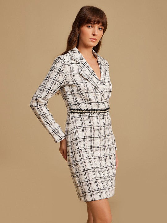 Women Checked Formal Sheath Dress