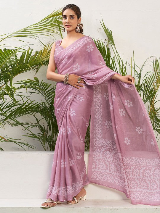 Batik Pure Chiffon Bagru Saree