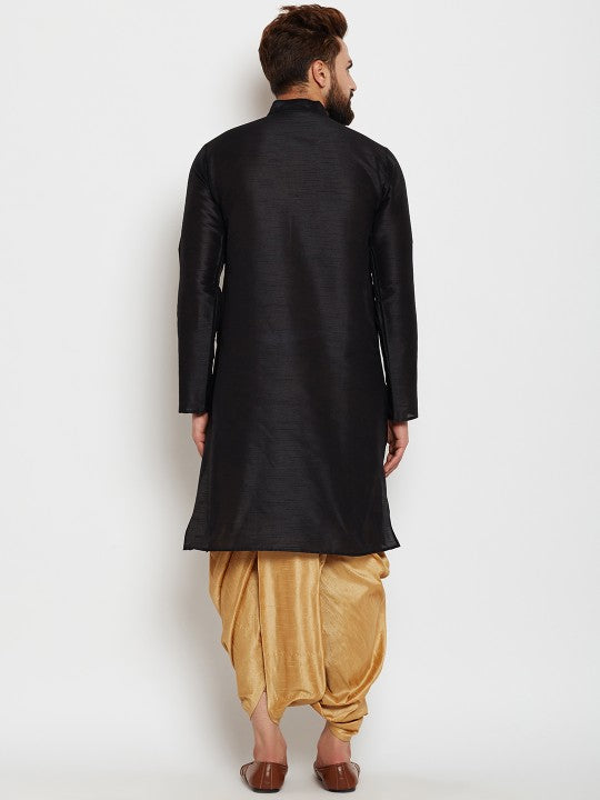 Men Black Solid A-Line Kurta