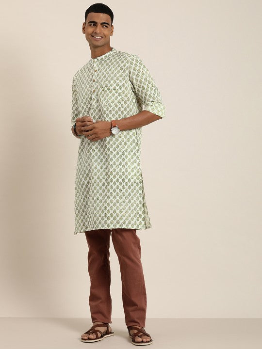 Men Sanganeri Pure Cotton Ethnic Motifs Printed Kurta