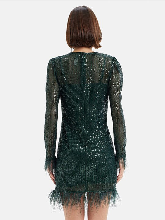 Embellished Sequinned A Line Dress