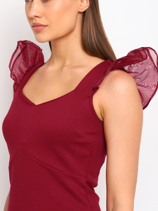 COVER STORY Ruffles Detail Sweetheart Neck Top