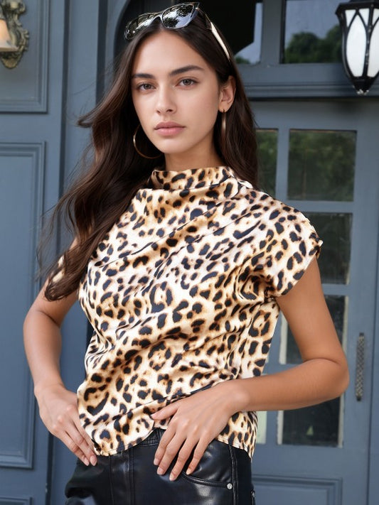 Animal Print Wrap Top