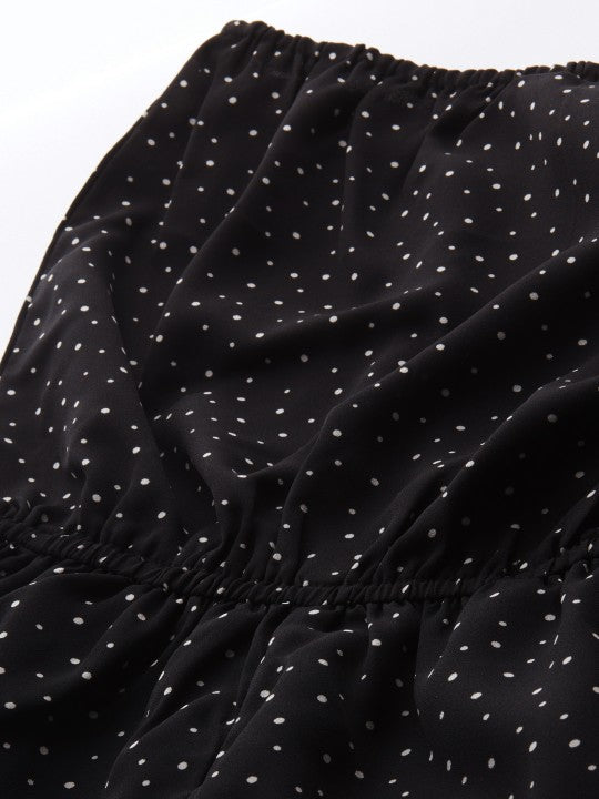 Sera Women Black & White Polka Dot Print Playsuit