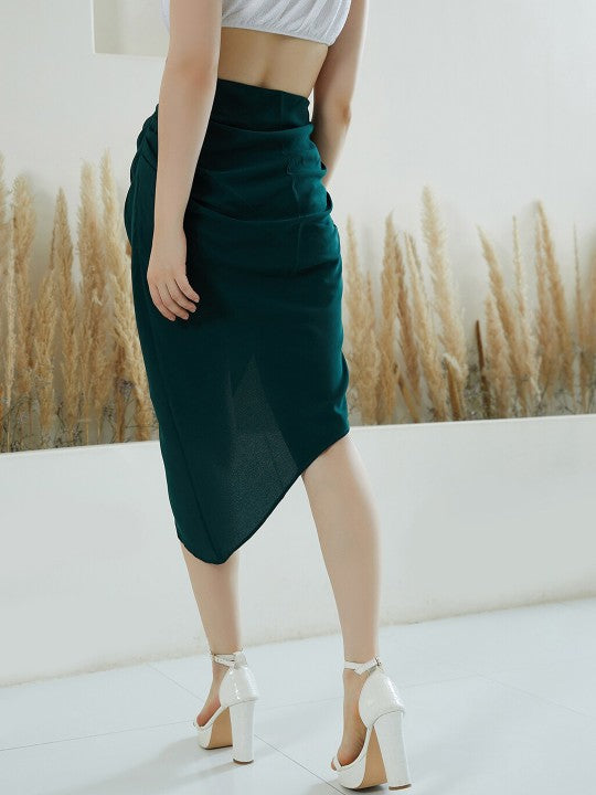 Green High Rise Tulip Midi Skirt