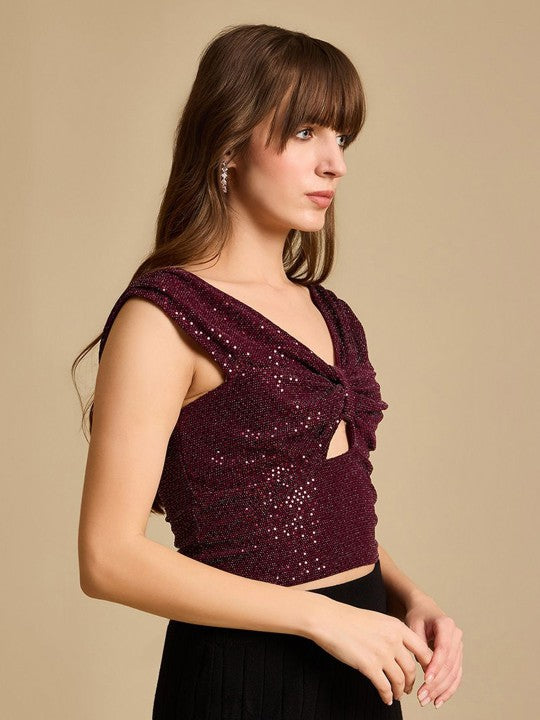 Women Embellished V-Neck Top