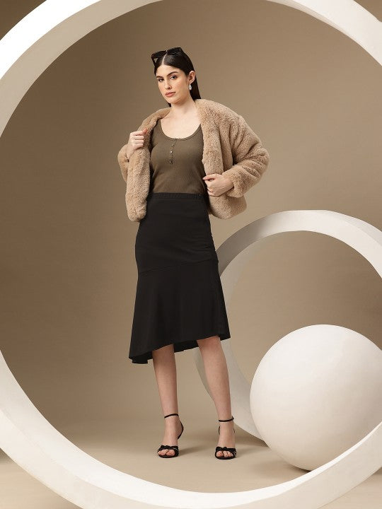 Asymmetric Hem A-Line Skirt