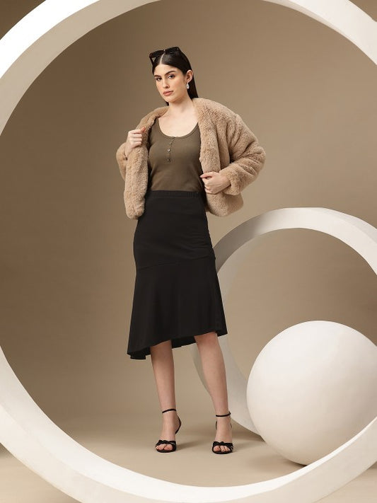 Asymmetric Hem A-Line Skirt