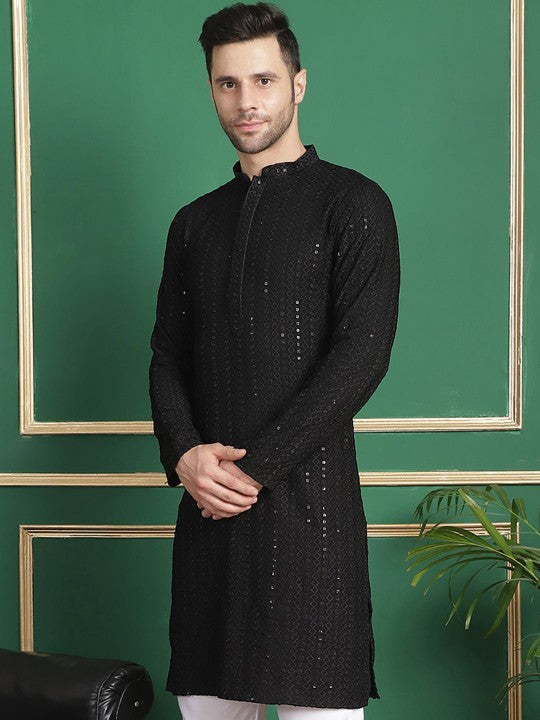 Ethnic Motifs Embroidered Sequinned Kurta