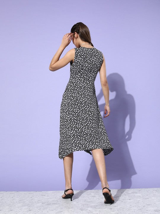 StyleCast X SERA Women Floral Printed Ruffled Fit & Flare Midi Dress