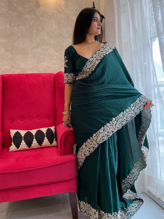 Embroidered Border Saree