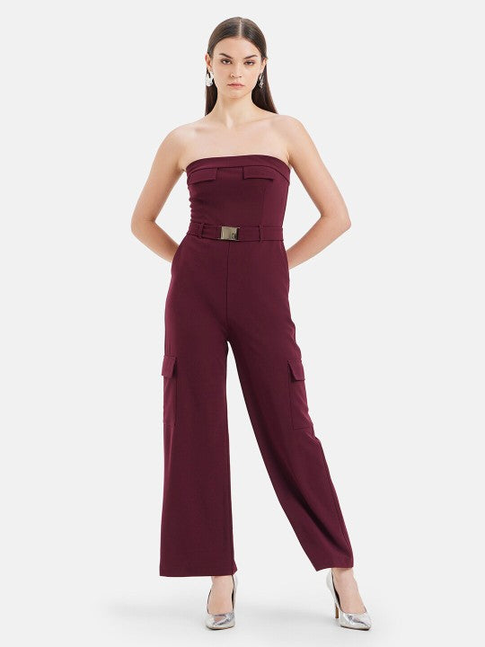 Strapless Basic Jumpsuit With Belt