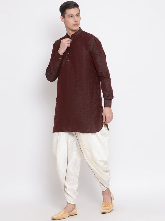 Men White Solid Dhoti