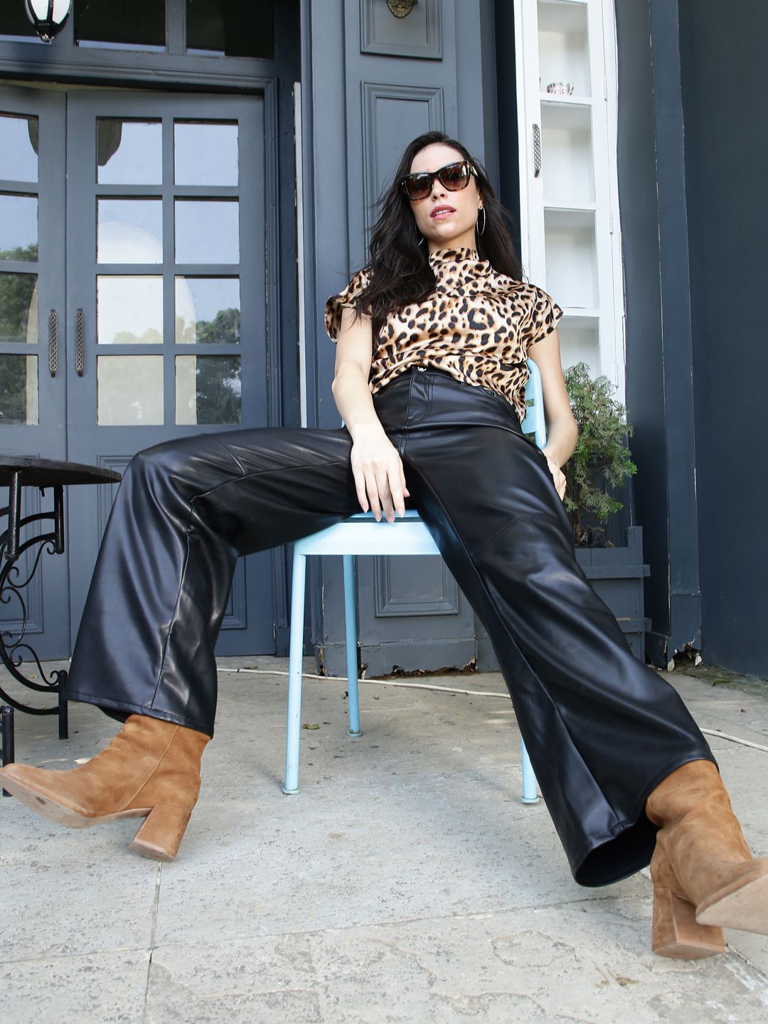 Animal Print Wrap Top