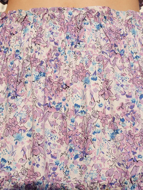 Sera Floral Printed Smocked Tank Top & Skirt Co-Ords