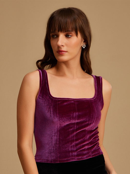 Pink Velvet Crop Top