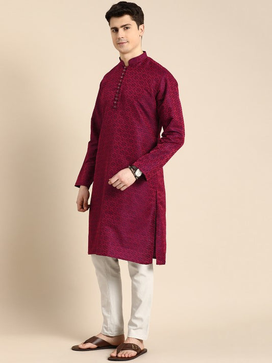 Men Floral Self Printed Long Kurta