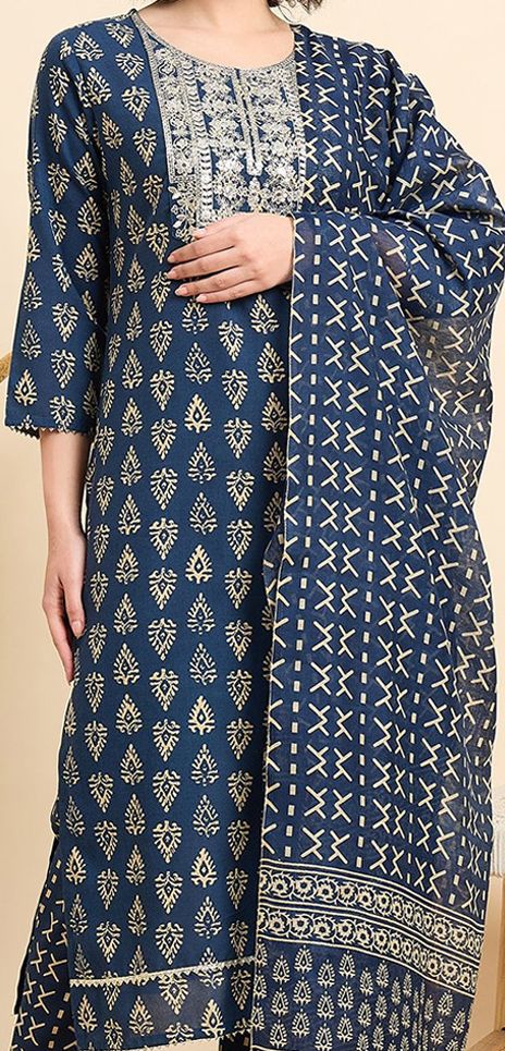 Women Ethnic Motifs Printed Regular Kurta with Trousers & Dupatta