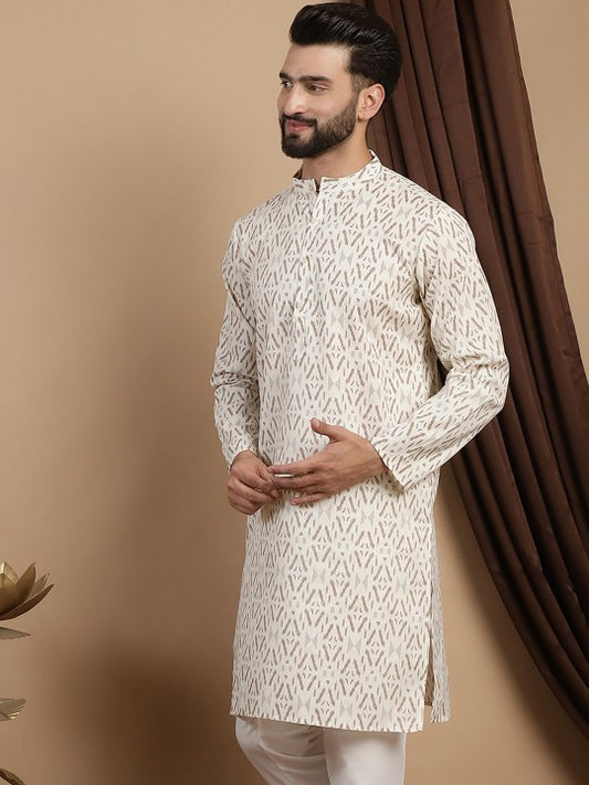 Geometric Printed Straight Pure Cotton Kurta